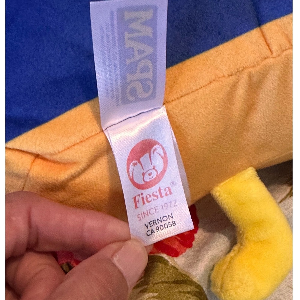 Spam Brand Burger Plush Pillow Fiesta Soft Food Mascot Blue Yellow - Picture 8 of 8